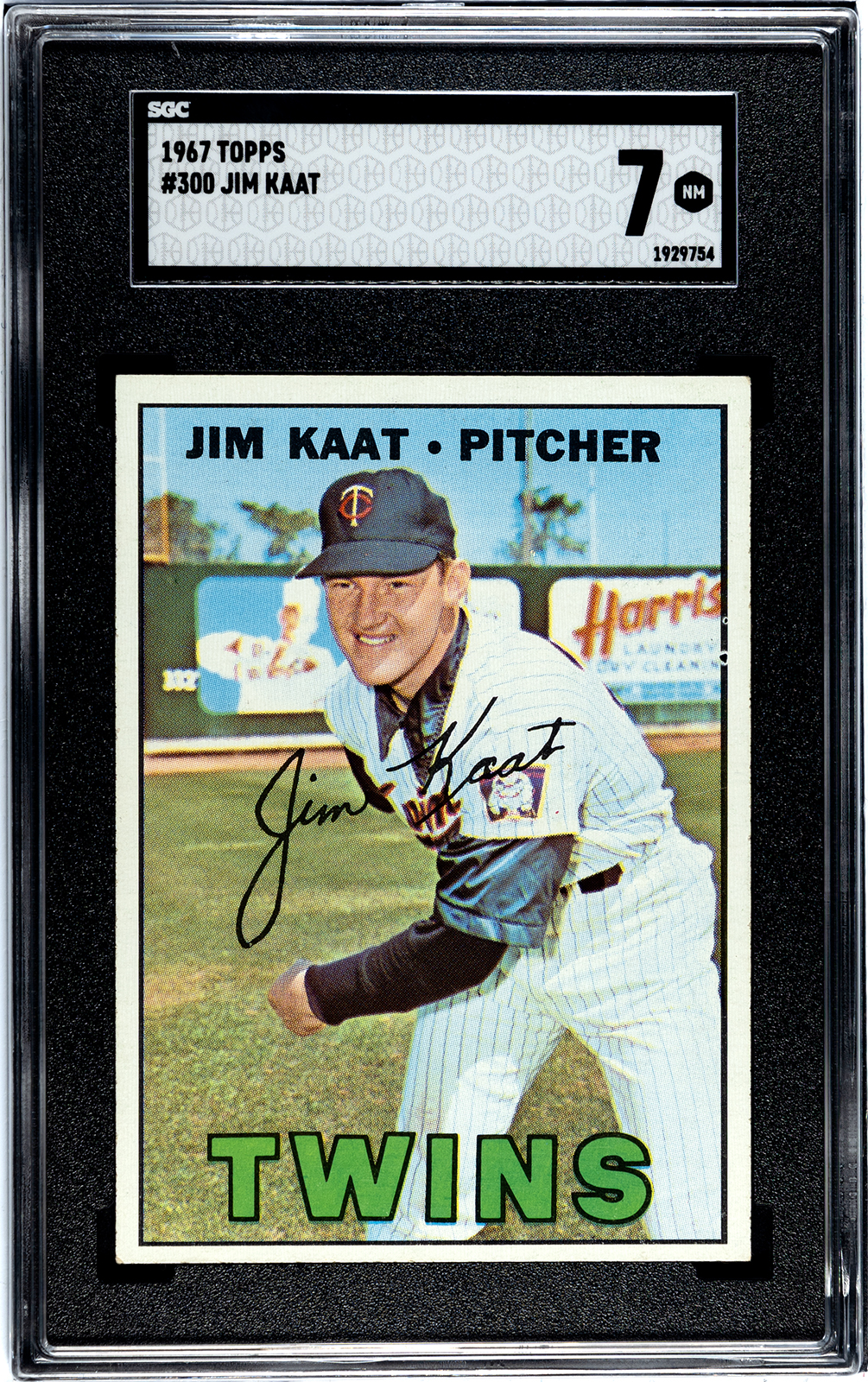1967 Topps #300 Jim Kaat card, SGC 7